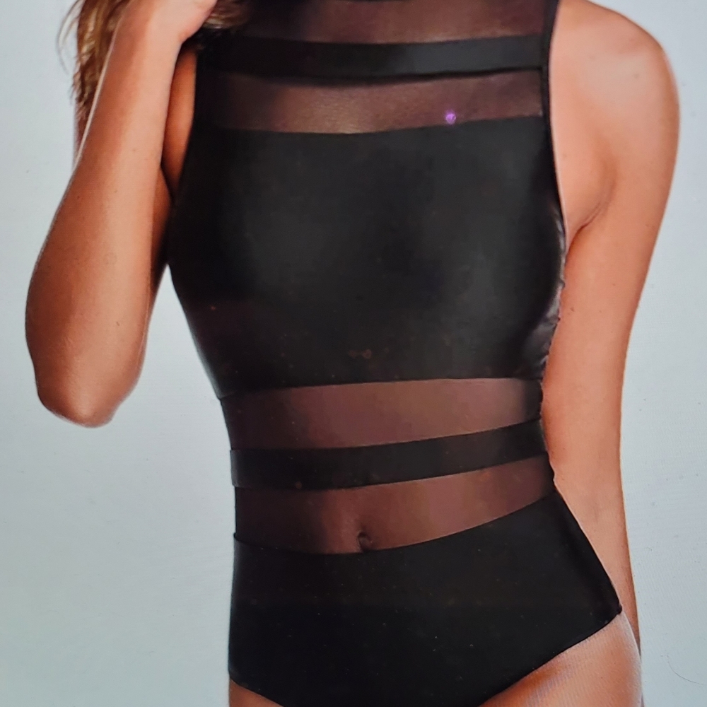 NWT ELEGANT MESH SEE THRU CUT OUT BACK SLIMMING ONE PIECE SWIM BATHING SUIT MED - Picture 5 of 11